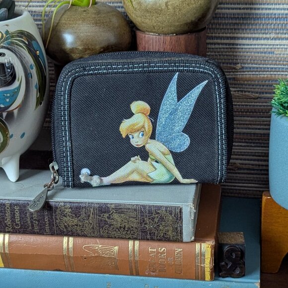 Vintage Disney Tinkerbell Black Wallet Rare Collectible Tink Disneyana Peter Pan - Picture 1 of 12